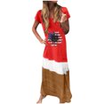 thumbnail image 2 of Robes Maxi pour Femmes 2023 Robe Décontractée Ample à Empiècements à Manches Courtes Imprimée à Col Rond Longueur Cheville Robe à Manches Courtes en Liquidation, 2 of 5