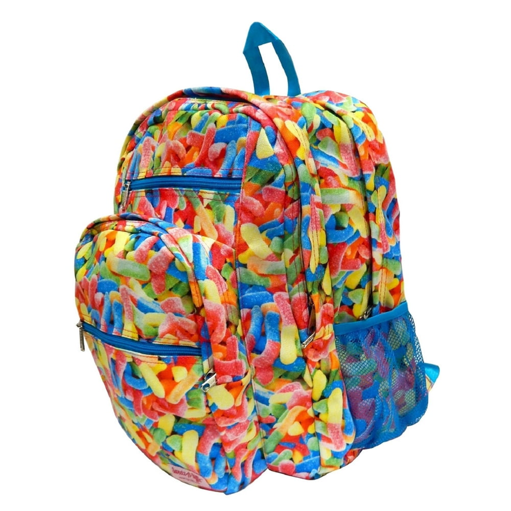 Top Trenz Gummy Worms Themed Large Backpack, Book Bag, School Bag