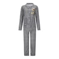 thumbnail image 7 of FUNDUFI Women's Pajama Sets Fashion Plaid Printed Long Sleeve Lapel Buttons Up Pajama Shirts Stretchy Sleepwear Pants Breathable Loose Fit 2Pcs Homewear Pajama Sets Comfy Pjs For Women, 7 of 7