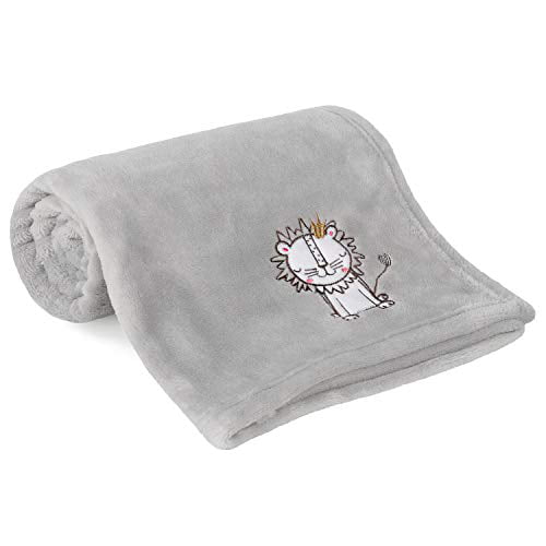 100% Microfiber Polyester Small Lightweight Summer Daycare Nap Blanket Unisex 39x47 TILLYOU Micro-Fleece Plush Fuzzy Baby Blanket Fluffy Warm Super Soft Toddler Bed/Crib Blanket with Gray Crown 