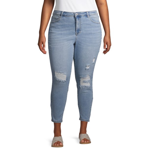 Wax Jean Wax Jean Juniors' Plus Size Rip and Repair Destructed Skinny