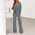 thumbnail image 4 of Pajamas for Women Set Fall Fashion Must Have Womens Pajama Sets V Neck Fitness Pj Set Long Sleeve Shirts Matching Pjs for Couples Grey, 4 of 4