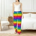 thumbnail image 4 of Cauagu Bright Rainbow Pajama Pants for Women Loose Fit Wide Leg Trouser Pants Casual Elastic Waist Drawstring Lounge Pants, 4 of 6
