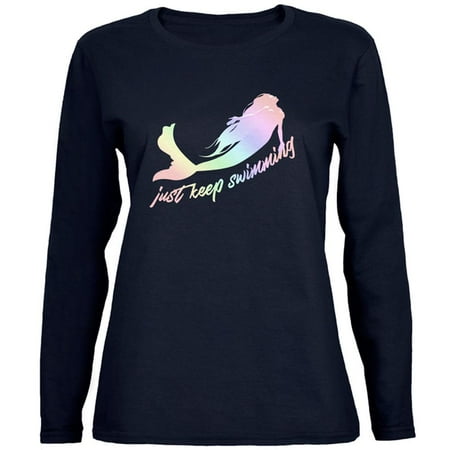 Mermaid Womens Long Sleeve - Mermaids Just Keep Swimming Pastels Womens Long Sleeve T Shirt