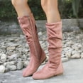 thumbnail image 2 of Pandaie Slouchy Knee High Boots for Women Classic Faux Suede Leather Low Heel Zip Pull on Fashion Long Tall Riding Boot for Fall Winter, 2 of 4