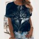 thumbnail image 1 of Puntoco, camisetas de cuello redondo para mujer, camisetas con estampado de animales, camisetas de manga corta, blusas, tops Puntoco Puntoco-4564, 1 of 5