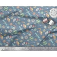 thumbnail image 3 of Soimoi Blue polyester Crepe Fabric Satellite & Planet Galaxy Print Fabric by the Yard 52 Inch Wide, 3 of 3