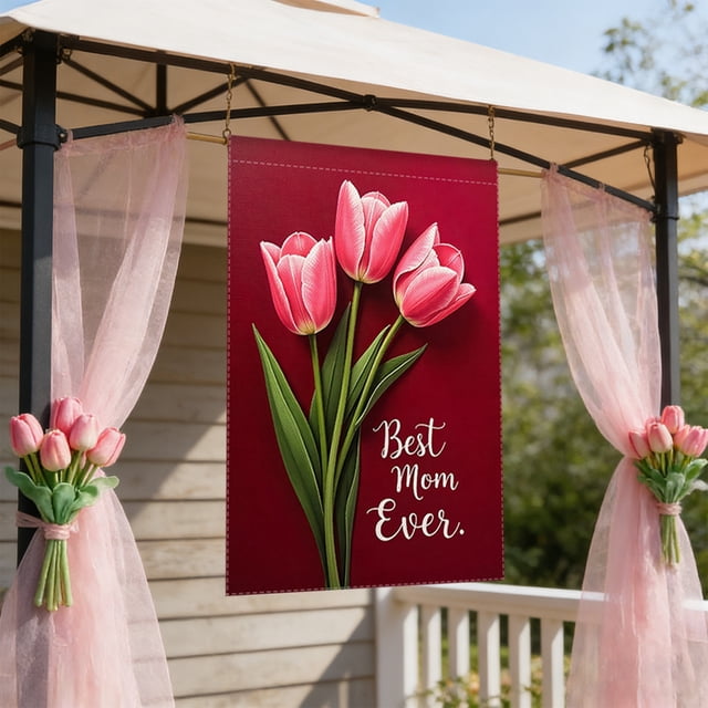 ddioayh Garden Flag Double Sided Mothers Day Outdoor Decoration Reversible For Yard Porch Home With Flowers Heart Designs Happy Mothers Day Gift