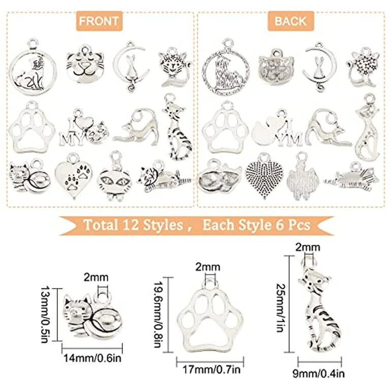 72Pcs Cat Charms Cats Charms Bulk Pet Charm Dog Paw Charm Tibetan Style  Alloy I Love My Cat Kitten Charm for Jewelry Making Charms DIY Necklace  Earrings Keychain Bracelet Supplies 