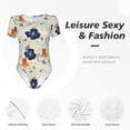 thumbnail image 6 of The Xecao Flower Leaves Women's Crew Neck Body Suit, a short-sleeved bodysuit and basic swimsuit, both comfort and style for dating and daily life, 6 of 9