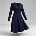 thumbnail image 5 of Fall Long Sleeve Dresses for Women Elegant V Neck Twist Front Waist Casual Midi Party Formal Wedding Guest Dress,Sizes S-2XL, 5 of 9