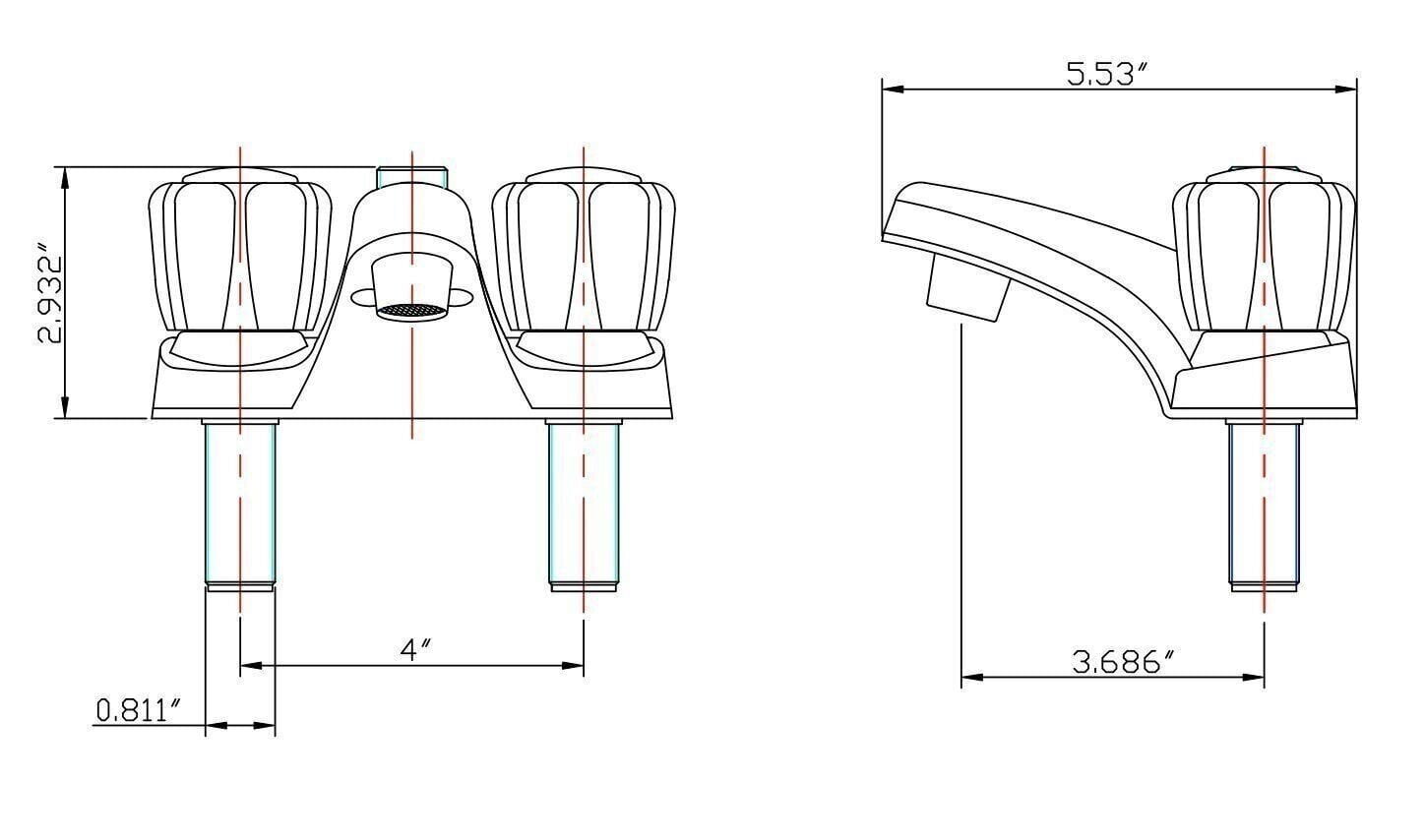 Dura Faucet DF-PL700A-CP RV Bathroom Sink Faucet with Clear Acrylic Knobs - 2-Handle (Chrome)