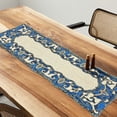 thumbnail image 2 of White Blue Embroidered Beaded Table Runner for Dining Coffee Table Scratch Heat Stain Resistant Charger Kitchen Decor Durable - Fall Autumn Thanksgiving Holiday - 13x54 inch, 2 of 6