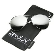 zeroUV - Classic Metal Frame Spring Hinges Color Mirror Lens Aviator Sunglasses - 58mm