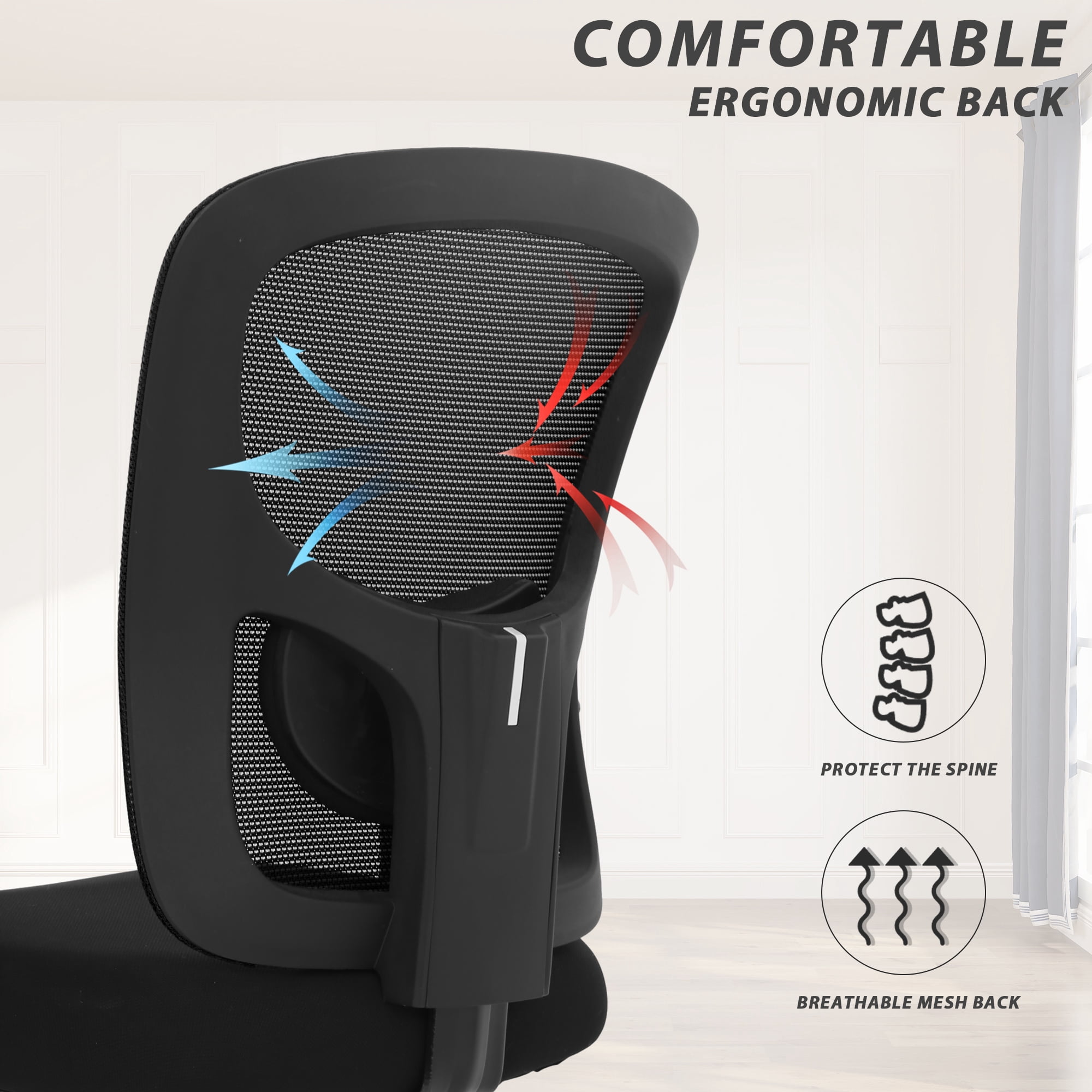 CL.HPAHKL Office Chair Ergonomic Desk Chair, 400lbs Big and Tall Mesh Chair, Computer Chair with Adjustable Arms & Seat Height, Rolling Swivel PC Chair for Home Office, Black