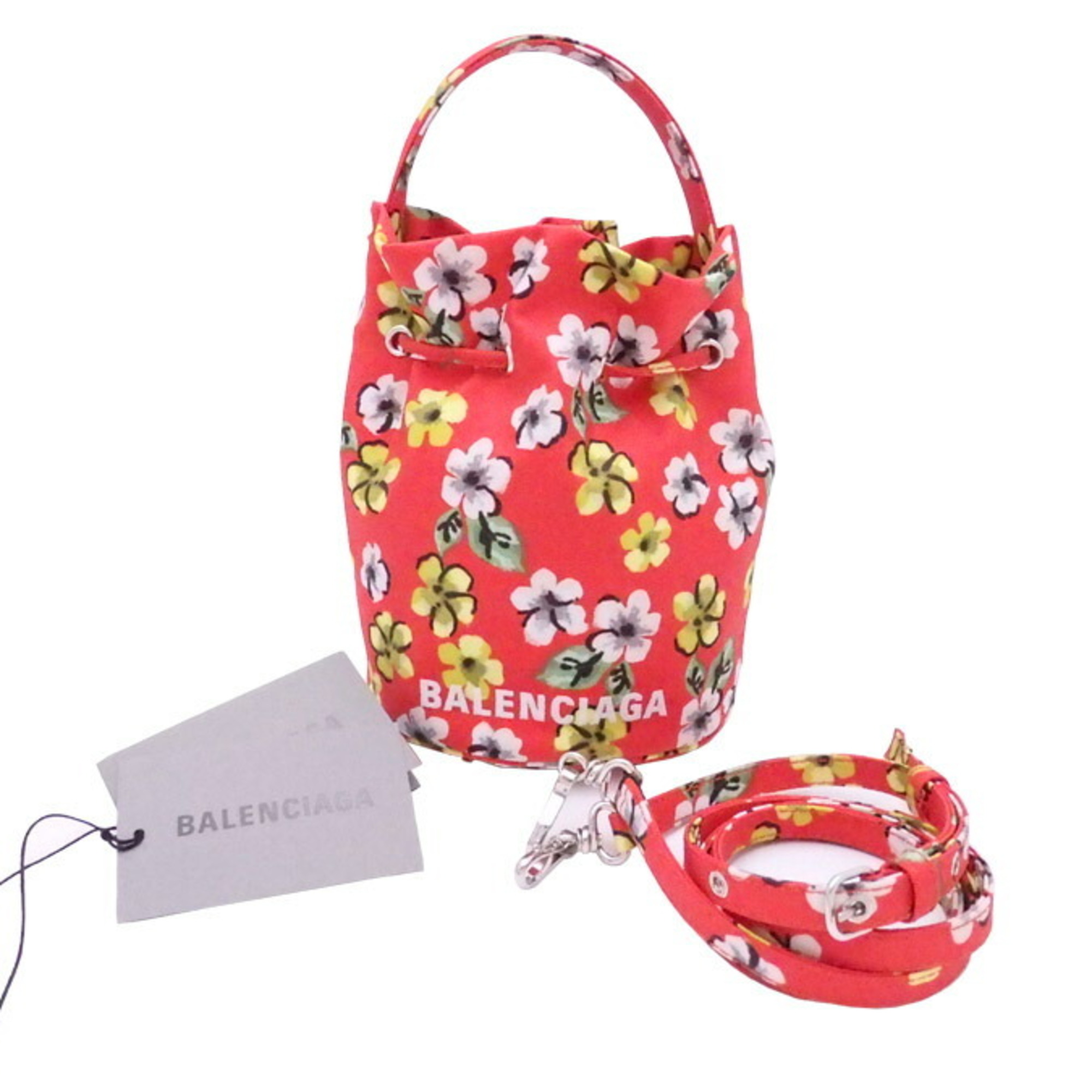 Authenticated Used Balenciaga BALENCIAGA 2Way Bag Flower Print Red