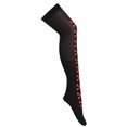 thumbnail image 4 of Xijirk Lace Up Print Thigh High Stockings Crisscross Pattern Gothic Over Knee Socks Halloween Cosplay Hosiery Red,One Size, 4 of 7