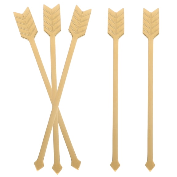 Masteelf Reusable Stainless Steel Coffee Stir Sticks for Beverage Stirring Golden Color Versatile Design 5pcs