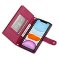 thumbnail image 5 of for iPhone 11 Wallet Case with Crossbody Strap &  Card Holder, Fashion Flip PU Leather Magnetic Clasp Cover for Women Men, Zipper Pocket Purse Phone Case for iPhone 11, Red, 5 of 10