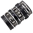 thumbnail image 2 of 1Set/5-6PCs Punk Rock Skull Star Multi Charm Bracelet Women Men Gothic Jewelry Braided Rope Leather Bracelet Men, 2 of 4