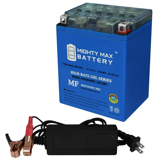 YTX14AHL GEL Replacement Battery for Royal Enfield Classic, Bullet 500 09-20 + 12V 2Amp Charger