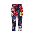 thumbnail image 5 of Stamzod Women's Yoga Capri Leggings Casual Fashion Printed Workout Leggings High Waisted Capris Vacation Outfits Red M, 5 of 6