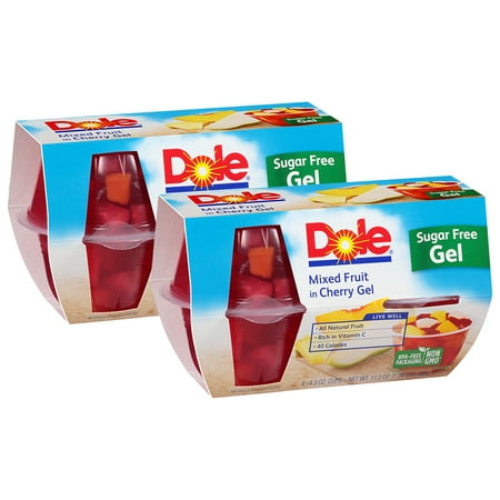 (8 Pack) Dole Fruit Bowls, Mixed Fruit in Sugar Free Cherry Gel, 4.3 Ounce (4