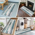 thumbnail image 6 of Turquoise Grey Wooden Large Area Rugs for Bedroom Living Room, Soft Non Slip Carpet Bedside Rug, Farmhouse Teal Wood Rectangular Floor Cover Kitchen Accent Rug 2'x6' for Dining Room/Office, 6 of 9