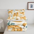 thumbnail image 5 of Manfei Watercolor Golden Dog King Size Comforter Sets, Leaf Foliage Comforters King Size, Cream Khaki, Polkadot Reversible, 3 Pieces, 1 Comforter and 2 Pillowcases, 5 of 7