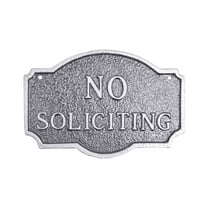 10" x 15" Standard Montague No Soliciting Statement Plaque Sign with Lawn Stakes - Swedish Iron/Silver