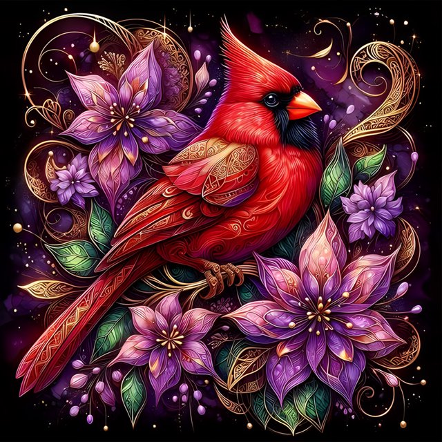 5D DIY Con Taladro Kit Cardenal Del Manualidades 40x40cm