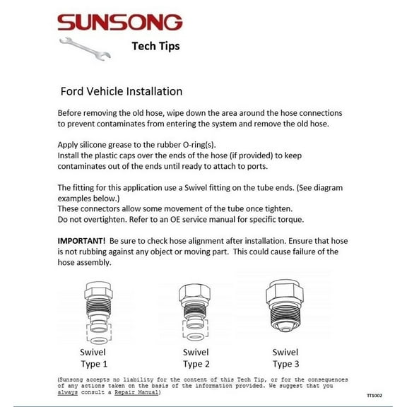 Sunsong 3401610 Power Steering Pressure Line Hose Assembly