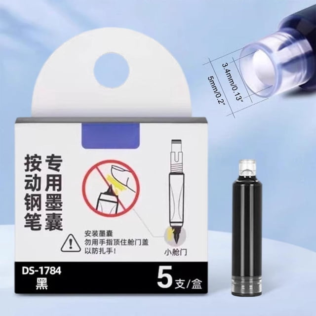 Refillable Ink Cartridges 10-Pack for Retractable Fountain Pen, 10ml Standard Size Transparent Barrel Replaceable Ink Refill Cartridges