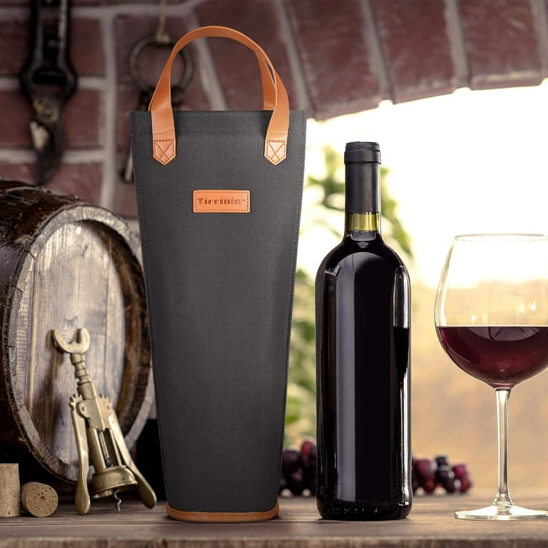 Single Wine Gift Tote Bag Insulated Thermal Padded Wine Bottle Carrying Cooler For Travel Picnic Great Gift For Wine Lover Black