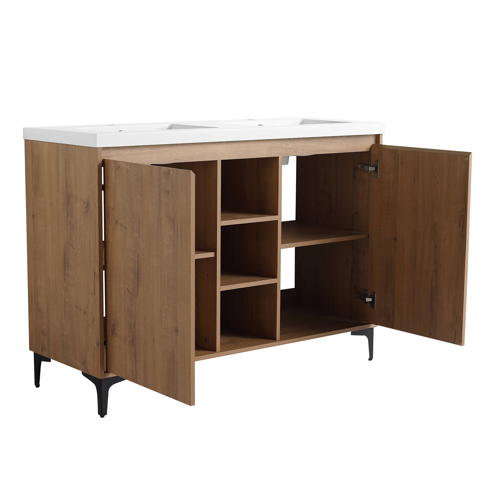 Litake 48 Inch Bathroom Vanity With Dual Sink Soft Closing Door Easy Assembly Bathroom Storage Cabinet For Small Space (47.6 x 18.3 x 34.6 Inches)