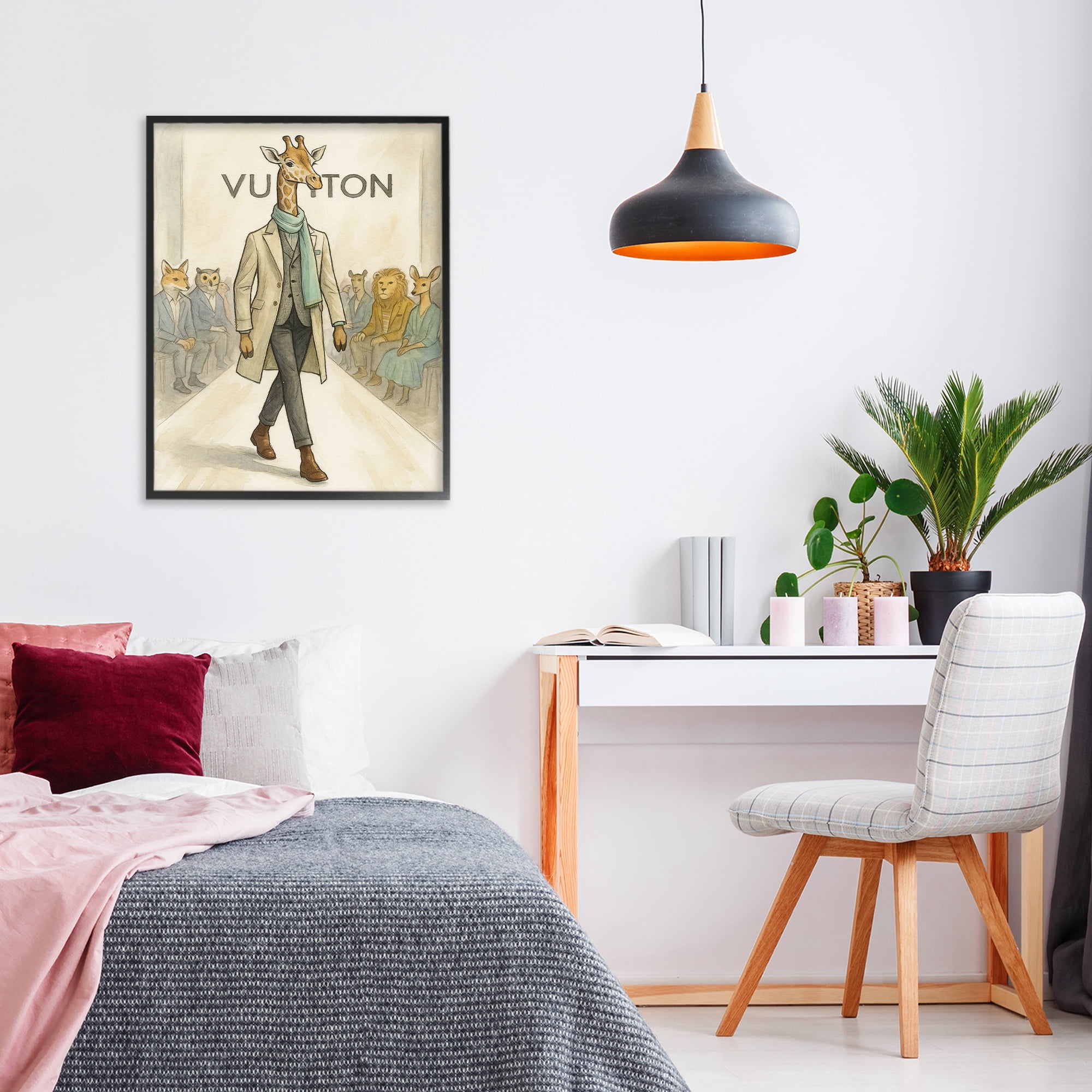 Stupell Industries Fashion Runway Giraffe Black Framed Giclee Art, design by Grotto Studios