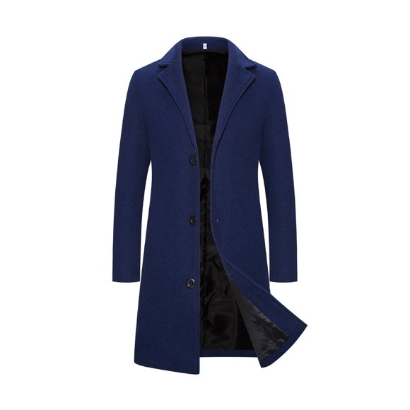 Bellella Manteau pour Homme, Cabans à Simple Boutonnage, Manteau Trench à Manches Longues, Manteau Décontracté à Revers Cranté, Homme Bleu Marine 2TG