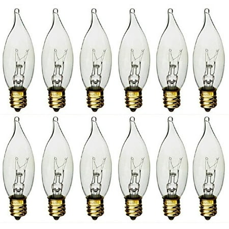 STERL LIGHTING 60 Watt Clear Flame Shaped Incandescent Chandelier Light Bulb, Candelabra Base