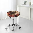 thumbnail image 4 of Picia Vintage Red Flower Chihuahua pattern Round Stool Covers Comfy Seat Covers Stretch Removable WashableChair Slipcover Round Bar Chair Cushion Cover-12 inch, 4 of 7