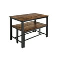 thumbnail image 3 of Naomi Home Paola Compact Modern 3-Piece Dining Table Set with 2 Benches, Rustic Brown, 3 of 16