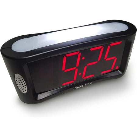 Travelwey Digital Alarm Clock Outlet Powered, No Frills Simple Operation, Large Night Light, Alarm