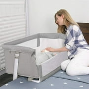 RONBEI Baby Bassinet, Bedside Sleeper, Adjustable Portable Bed for Infant/ Newborn (Light Grey)