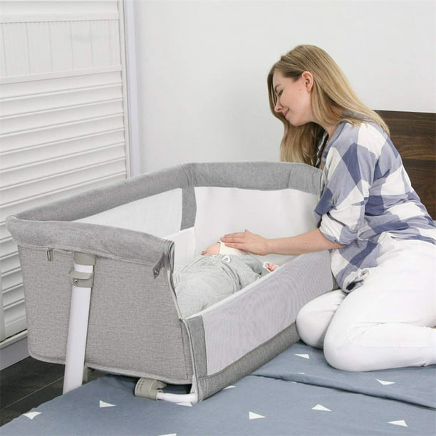 RONBEI Baby Bassinet, Bedside Sleeper, Adjustable Portable Bed for Infant  (Light Grey)