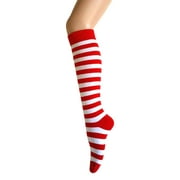 Zebra Stripe Knee High Tube Halloween Costumes and Party Events and Uniforms Socks In Red With White Color