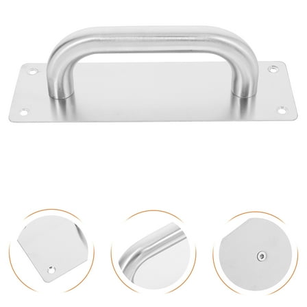 FRCOLOR Stainless Steel Door Pull Handle with Plate 1 Set No Sharp Edges for Warehouse Commercial Fire Door Size S