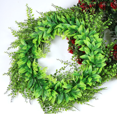 thumbnail image 2 of Coronas verdes para puerta de entrada, corona de eucalipto artificial, corona de puerta de primavera y verano de 16 pulgadas para decoración del hogar de pared (C) Rojo Verde, 2 of 2