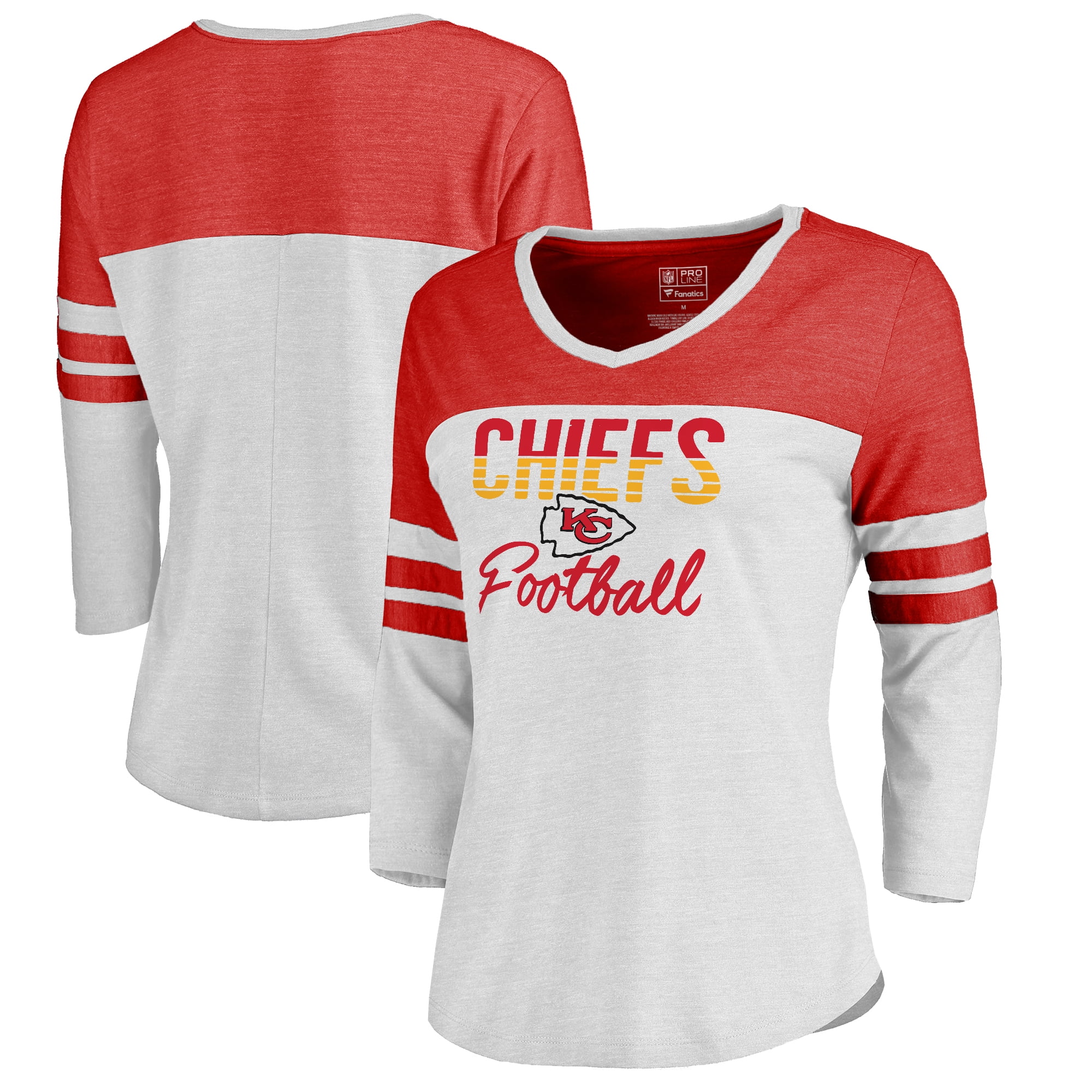 Kansas City Chiefs NFL Pro Line by Fanatics Branded Women's Plus Size Color Block 3/4 Sleeve Tri
