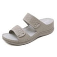 thumbnail image 3 of Women's Comfort Leather Slides Lightweight Flat Sandals Slip On Casual Walking Slippers, 3 of 6