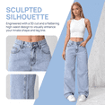 thumbnail image 3 of NICELF Baggy Jeans Woman Mid Waist Wide Leg Loose Fit Comfortable Vintage Denim Pants Stretch Boyfriend Jeans for Women Trendy Streetwear, Light Blue, 3 of 10