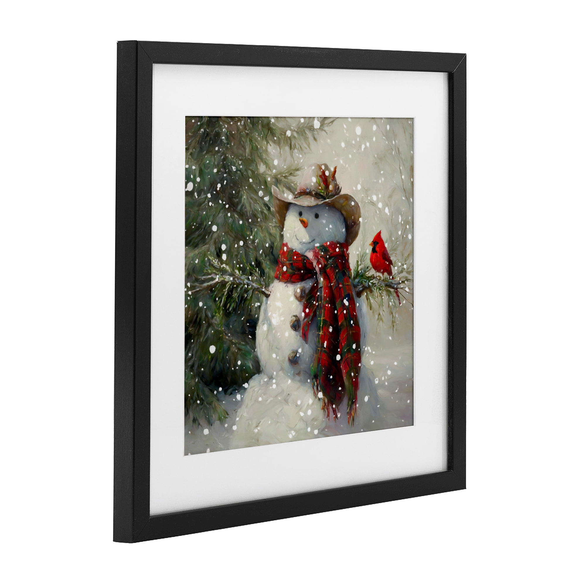 Stupell Industries Cowboy Snowman & Cardinal Black Framed Print Under Glass, design by Tina LeCour
